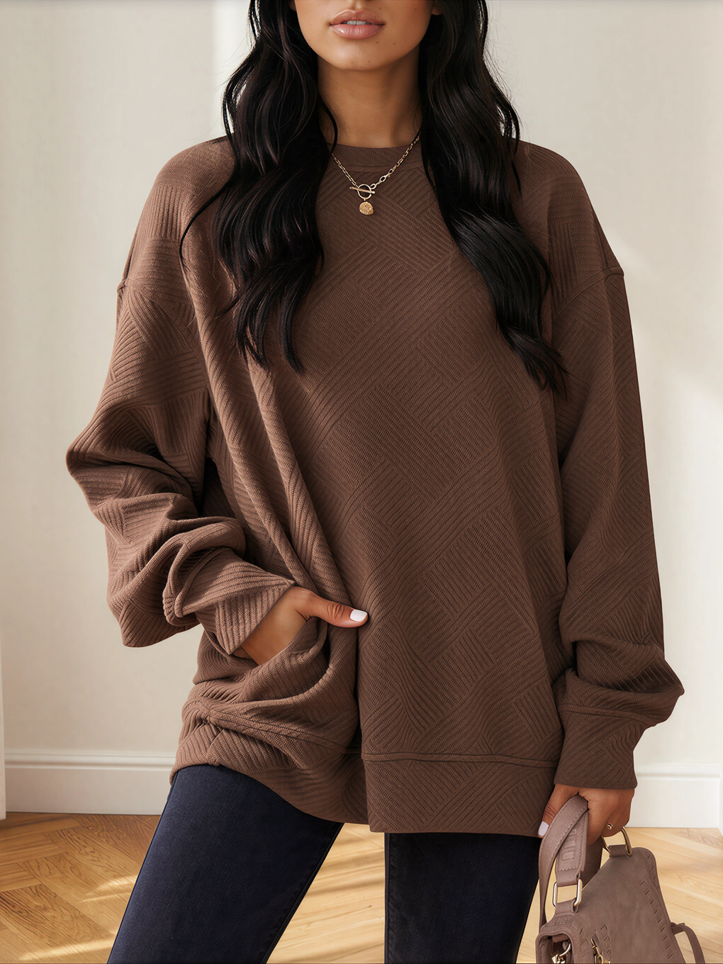 Texture Me Cozy Drop Shoulder Pullover Sweater-Sweaters-Shop Z & Joxa