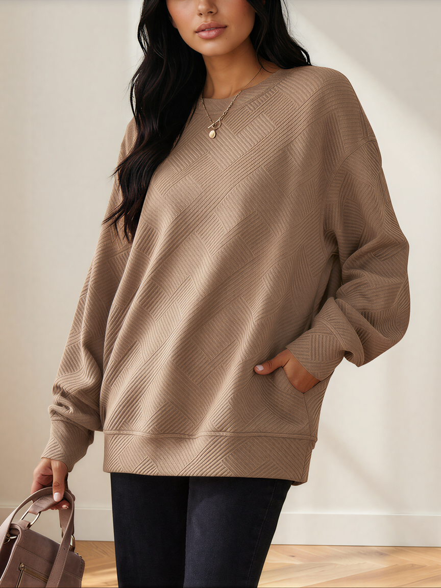 Texture Me Cozy Drop Shoulder Pullover Sweater-Sweaters-Shop Z & Joxa