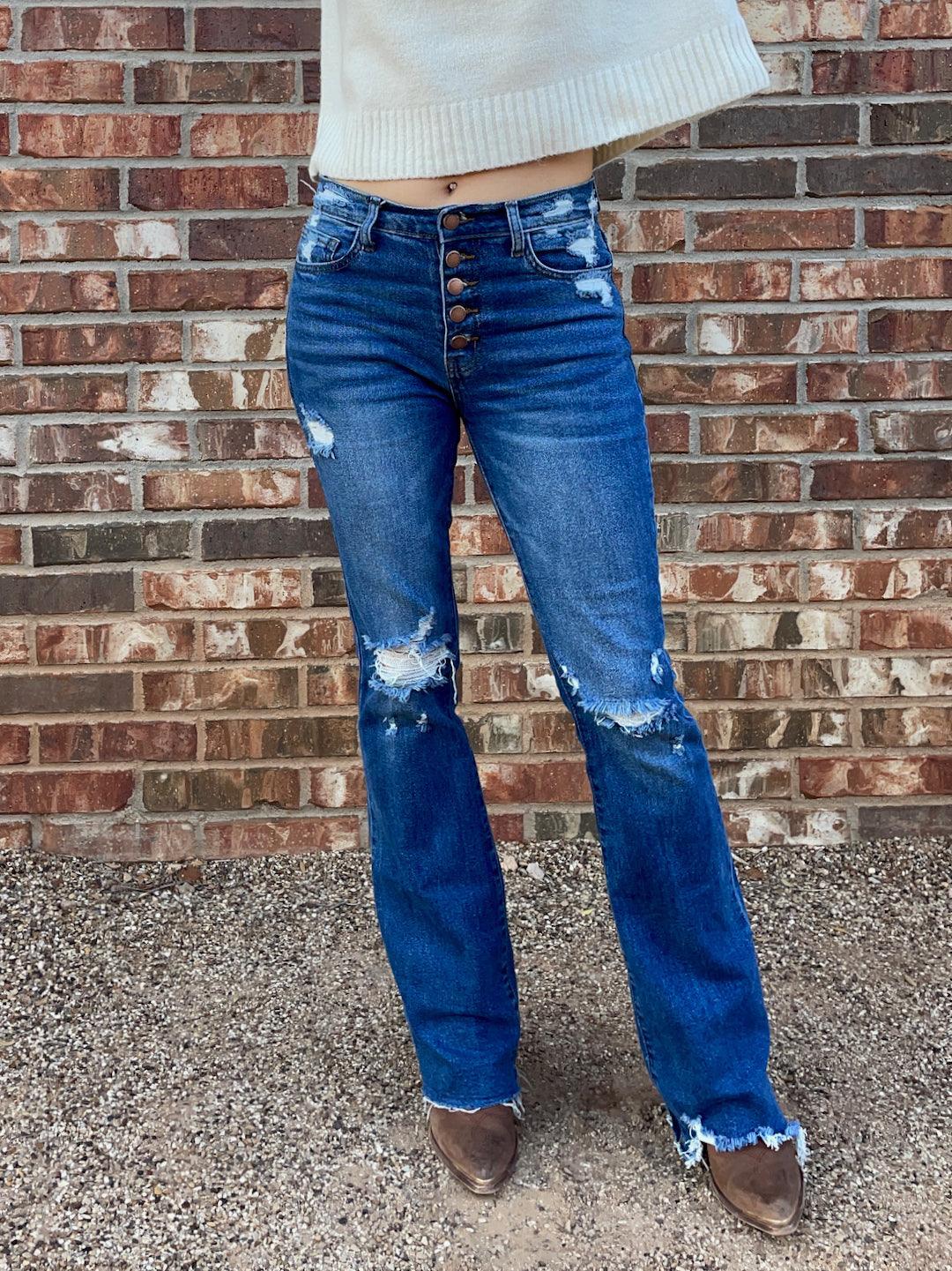 That Perfect Pair High Rise Distressed Bootcut Jeans-Women's Clothing-Shop Z & Joxa