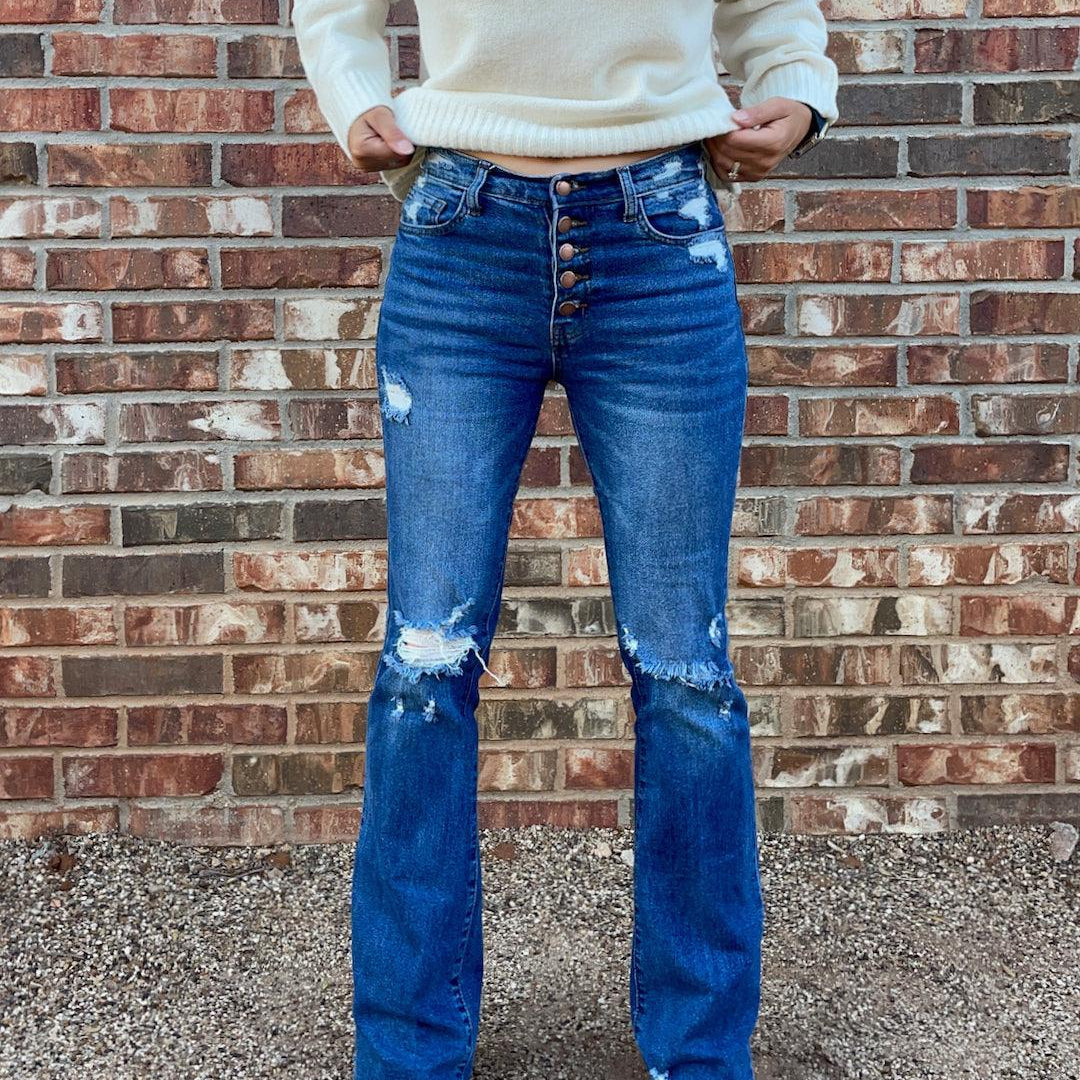 That Perfect Pair High Rise Distressed Bootcut Jeans-Women's Clothing-Shop Z & Joxa