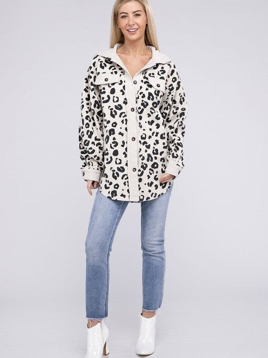 Timeless Vintage Leopard Corduroy Buttoned Shacket-Women's Clothing-Shop Z & Joxa