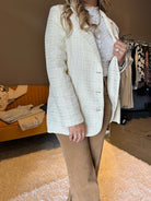 To Those Who Hustle Tweed Blazer in Cream-Women's Clothing-Shop Z & Joxa