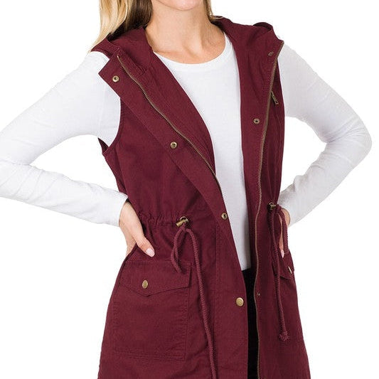 Today is Your Day Drawstring Waist Hooded Vest