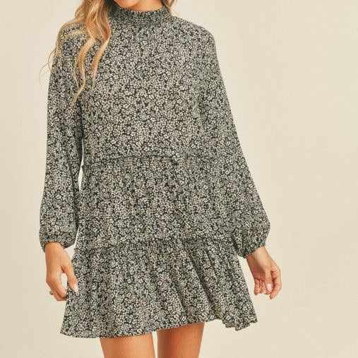 Top Tier Long Sleeved Smocked Mini Dress-Women's Clothing-Shop Z & Joxa