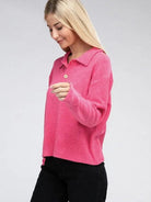 Touch of Sophistication Collared Lightweight Sweater Top-Women's Clothing-Shop Z & Joxa