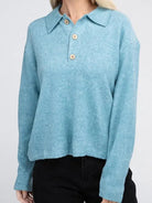 Touch of Sophistication Collared Lightweight Sweater Top-Women's Clothing-Shop Z & Joxa