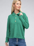 Touch of Sophistication Collared Lightweight Sweater Top-Women's Clothing-Shop Z & Joxa