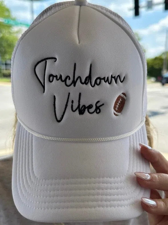 Touchdown Vibes White Football Hat-Women's Accessories-Shop Z & Joxa