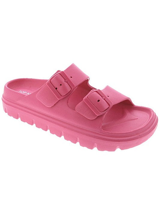 True Colors Double Buckle Waterproof Slides-Women's Shoes-Shop Z & Joxa