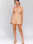 Turning Heads Off-Shoulder Cutout Romper-Women's Rompers-Shop Z & Joxa