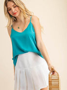 Turquoise Beauty Scalloped Cami Tank Top-Women's Clothing-Shop Z & Joxa