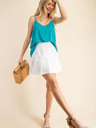 Turquoise Beauty Scalloped Cami Tank Top-Women's Clothing-Shop Z & Joxa