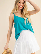 Turquoise Beauty Scalloped Cami Tank Top-Women's Clothing-Shop Z & Joxa