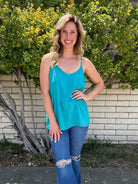 Turquoise Beauty Scalloped Cami Tank Top-Women's Clothing-Shop Z & Joxa