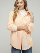 Two-Tone Striped Oversized Button Shirt-Women's Clothing-Shop Z & Joxa