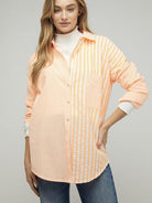 Two-Tone Striped Oversized Button Shirt-Women's Clothing-Shop Z & Joxa