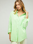 Two-Tone Striped Oversized Button Shirt-Women's Clothing-Shop Z & Joxa