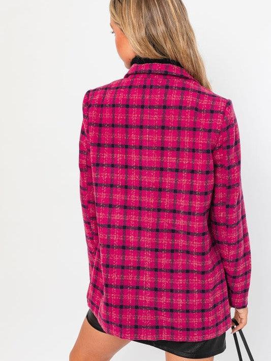Ultimate Think Pink Plaid Blazer-Women's Clothing-Shop Z & Joxa