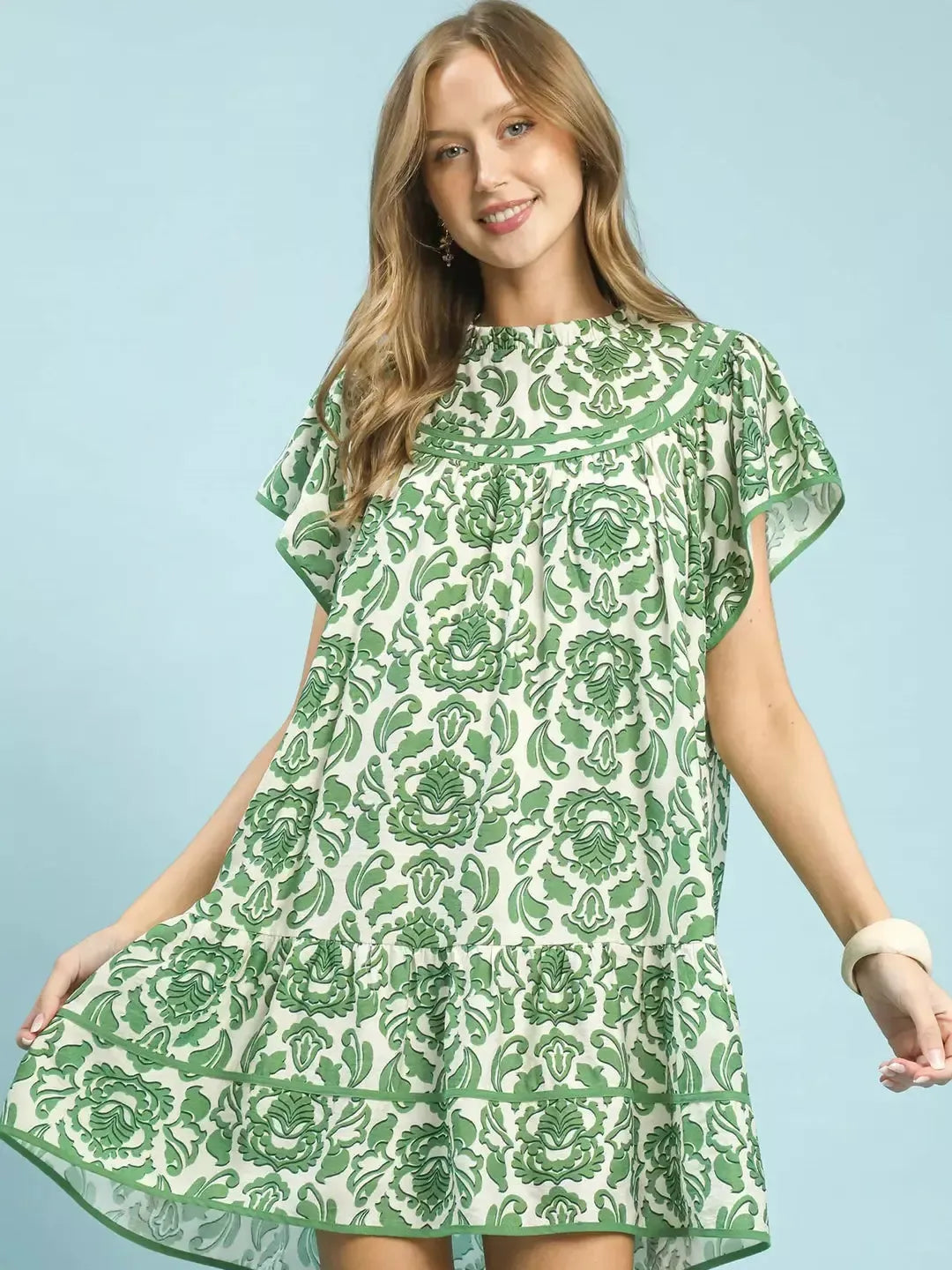 Umgee Abstract Print Babydoll Mini Dress-Shop Z & Joxa