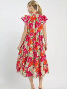 Umgee Berry Bloom Bold Floral Tiered Midi Dress-Women's Dresses-Shop Z & Joxa