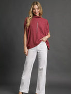 Umgee Berry Haze Textured Dohlman Sleeve Relaxed Top-Women's Shirts & Tops-Shop Z & Joxa