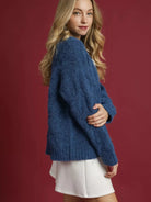 Umgee Blue Haze Cozy Cable Knit Sweater-Women's Shirts & Tops-Shop Z & Joxa