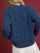 Umgee Blue Haze Cozy Cable Knit Sweater-Women's Shirts & Tops-Shop Z & Joxa