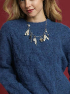 Umgee Blue Haze Cozy Cable Knit Sweater-Women's Shirts & Tops-Shop Z & Joxa