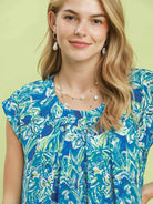 Umgee Blue Lagoon Tropical Floral Flutter Sleeve Swing Dress-Women's Dresses-Shop Z & Joxa