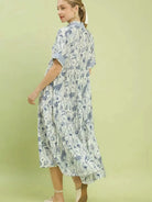 Umgee Bluebell Reverie Floral Tiered Midi Dress with Ruffles-Women's Dresses-Shop Z & Joxa