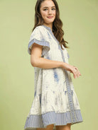 Umgee Boho Belle Linen Printed Button-Front Tiered Mini Dress-Women's Dresses-Shop Z & Joxa