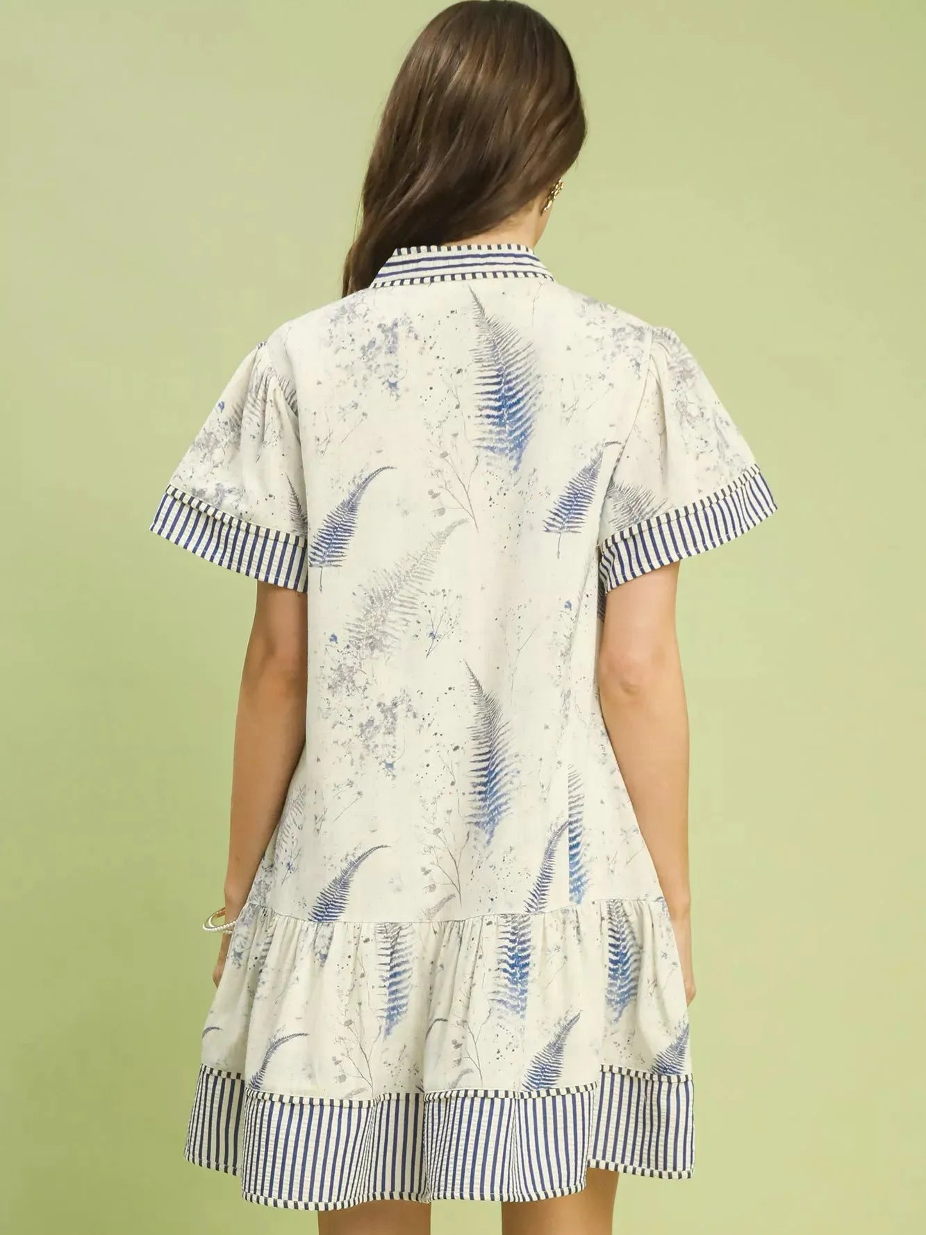 Umgee Boho Belle Linen Printed Button-Front Tiered Mini Dress-Women's Dresses-Shop Z & Joxa