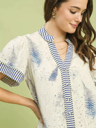Umgee Boho Belle Linen Printed Button-Front Tiered Mini Dress-Women's Dresses-Shop Z & Joxa