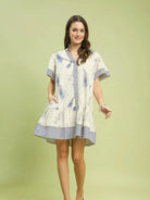 Umgee Boho Belle Linen Printed Button-Front Tiered Mini Dress-Women's Dresses-Shop Z & Joxa