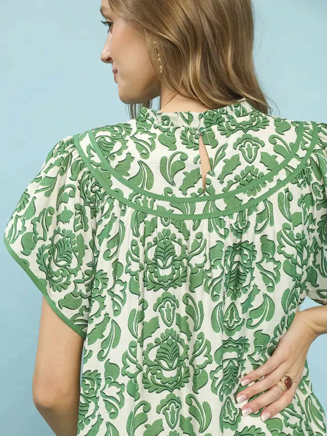 Umgee Bold in Green Abstract Print Babydoll Mini Dress-Women's Dresses-Shop Z & Joxa