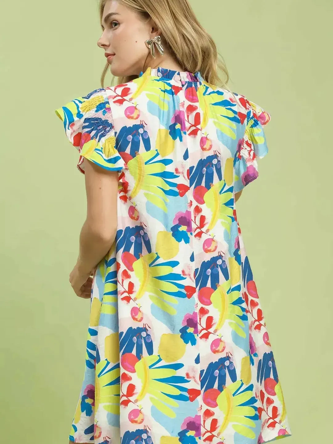 Umgee Botanical Bliss Ruffled Mini Dress-Women's Dresses-Shop Z & Joxa