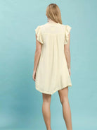 Umgee Butter Cream Henley Ruffle Sleeve Shift Mini Dress-Women's Dresses-Shop Z & Joxa