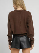 Umgee Chocolate Charm Chunky Cable Knit V-Neck Cardigan-Women's Shirts & Tops-Shop Z & Joxa