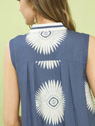 Umgee Coastal Blueprint Sleeveless Geometric Midi Dress-Women's Dresses-Shop Z & Joxa