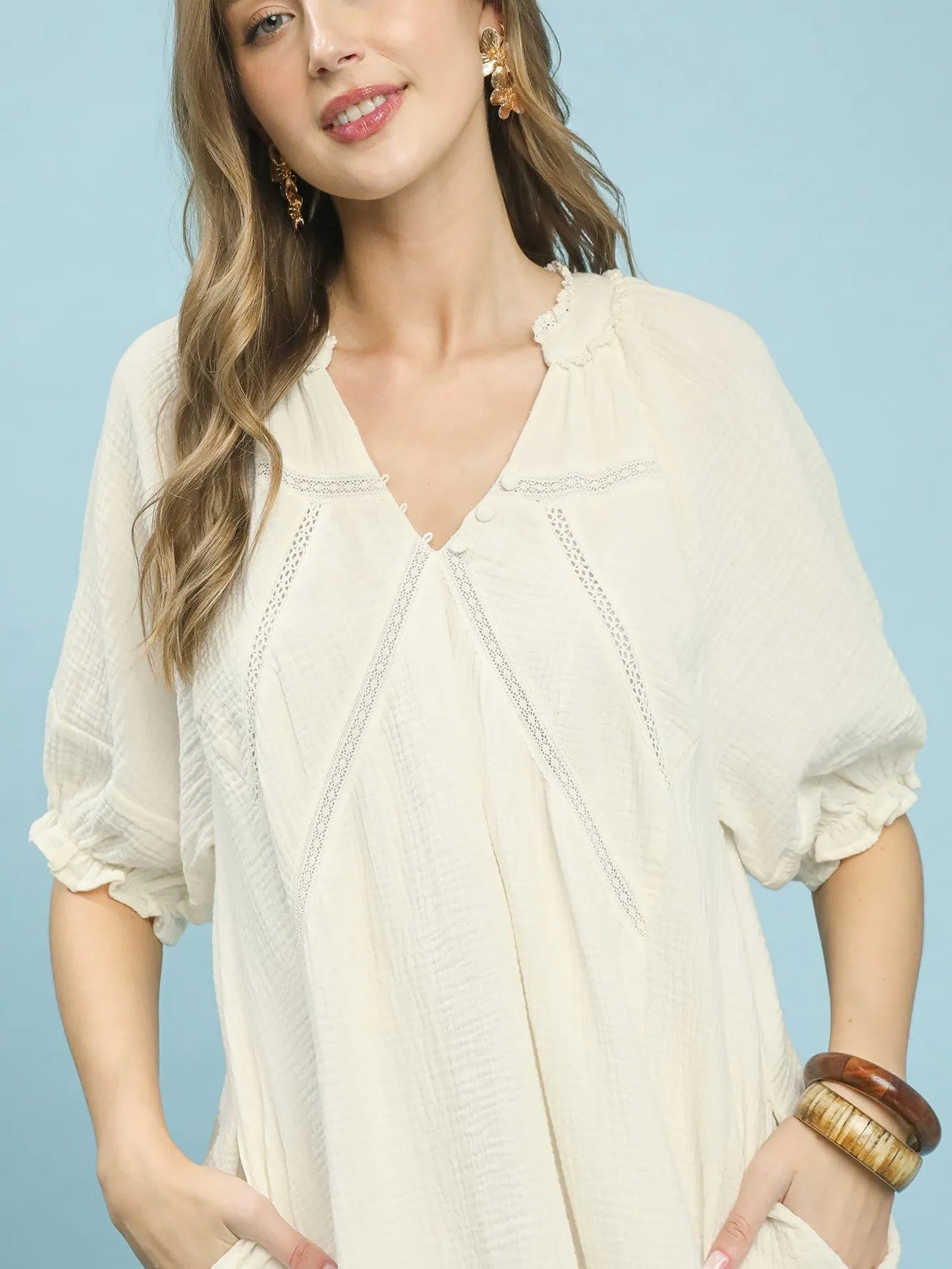 Umgee Coastal Cotton Gauze Tiered Mini Dress-Women's Dresses-Shop Z & Joxa