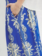 Umgee Coastal Frame Blue Border Print Wide Leg Pants-Women's Pants-Shop Z & Joxa