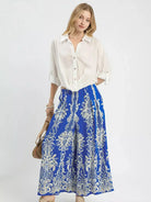 Umgee Coastal Frame Blue Border Print Wide Leg Pants-Women's Pants-Shop Z & Joxa