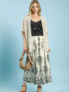 Umgee Coastal Frame Ecru Border Print Wide Leg Pants-Women's Pants-Shop Z & Joxa