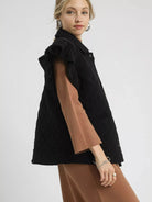 Umgee Corduroy Cutie Corduroy Quilted Ruffle Sleeve Vest-Women's Shirts & Tops-Shop Z & Joxa