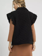 Umgee Corduroy Cutie Corduroy Quilted Ruffle Sleeve Vest-Women's Shirts & Tops-Shop Z & Joxa