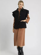 Umgee Corduroy Cutie Corduroy Quilted Ruffle Sleeve Vest-Women's Shirts & Tops-Shop Z & Joxa