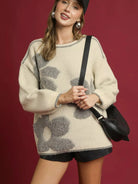 Umgee Cream Petal Mist Floral Jacquard Knit Sweater-Women's Shirts & Tops-Shop Z & Joxa