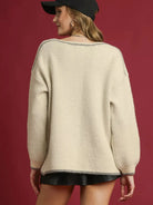 Umgee Cream Petal Mist Floral Jacquard Knit Sweater-Women's Shirts & Tops-Shop Z & Joxa