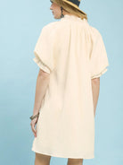 Umgee Cream Serenity Linen Blend Ruffle Mini Dress-Women's Dresses-Shop Z & Joxa