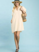 Umgee Cream Serenity Linen Blend Ruffle Mini Dress-Women's Dresses-Shop Z & Joxa